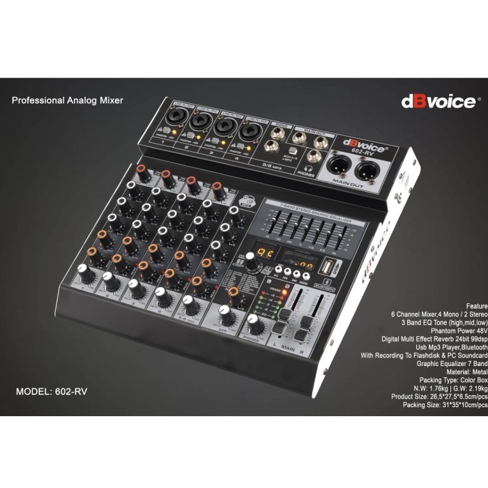 Mixer Audio dBVoice 602-RV 6 chanel Mixer Analog Profesional