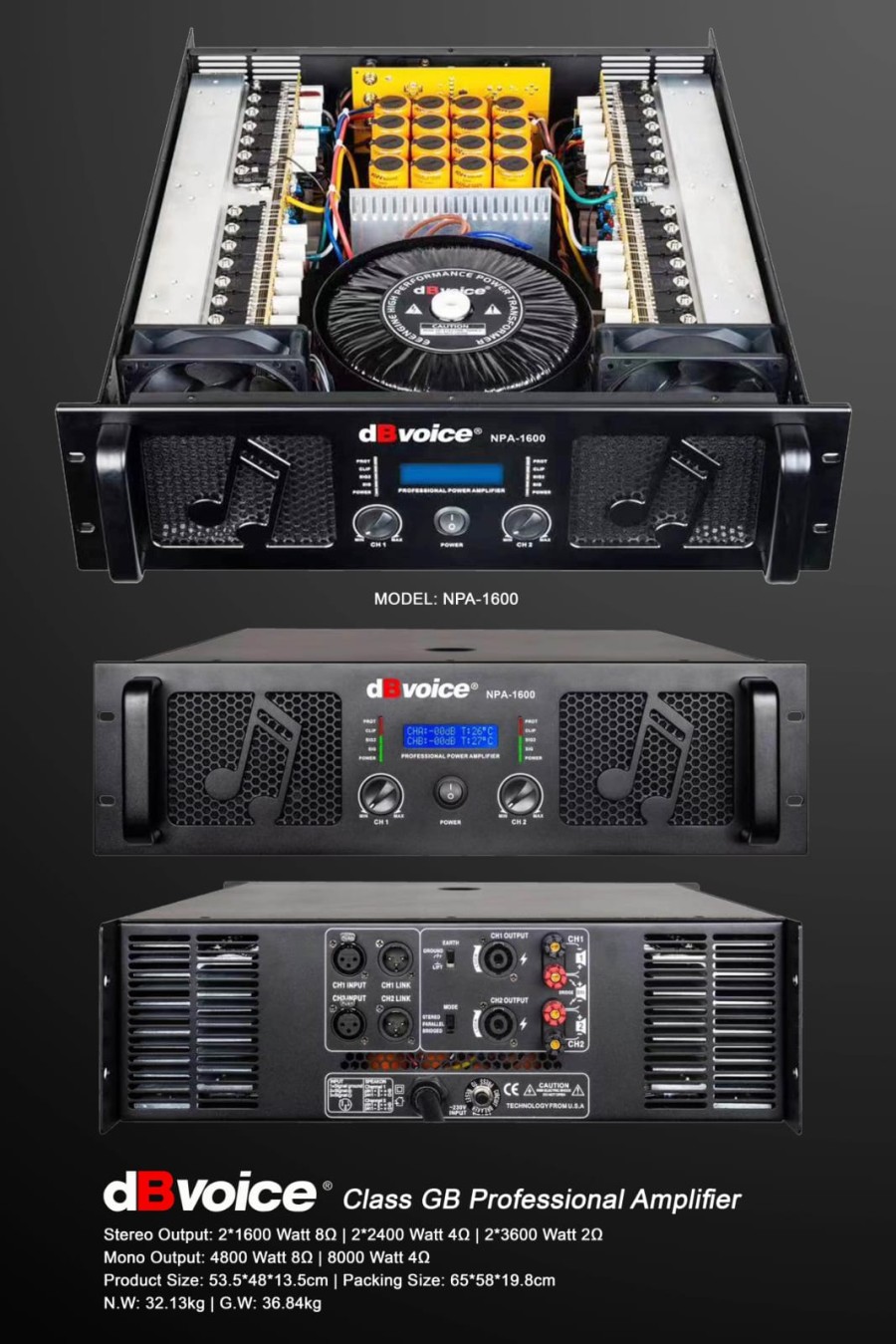 Power Amplifier dBVoice NPA-1600 Professional Class GB