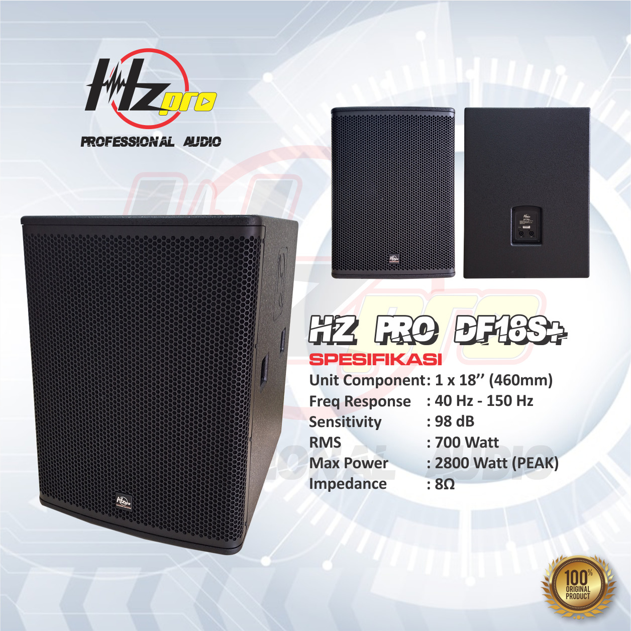 SPEAKER SUBWOOFER HZPro DF18S+ Pasif 18Inc