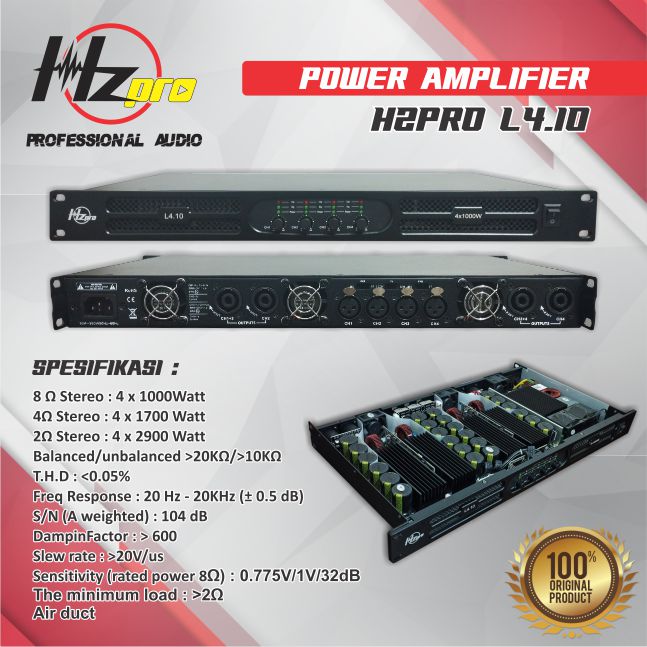 Power Amplifier HZPRO L4.10 Class D 4x1000W(8Ohm) - 4x1700W(8Ohm)