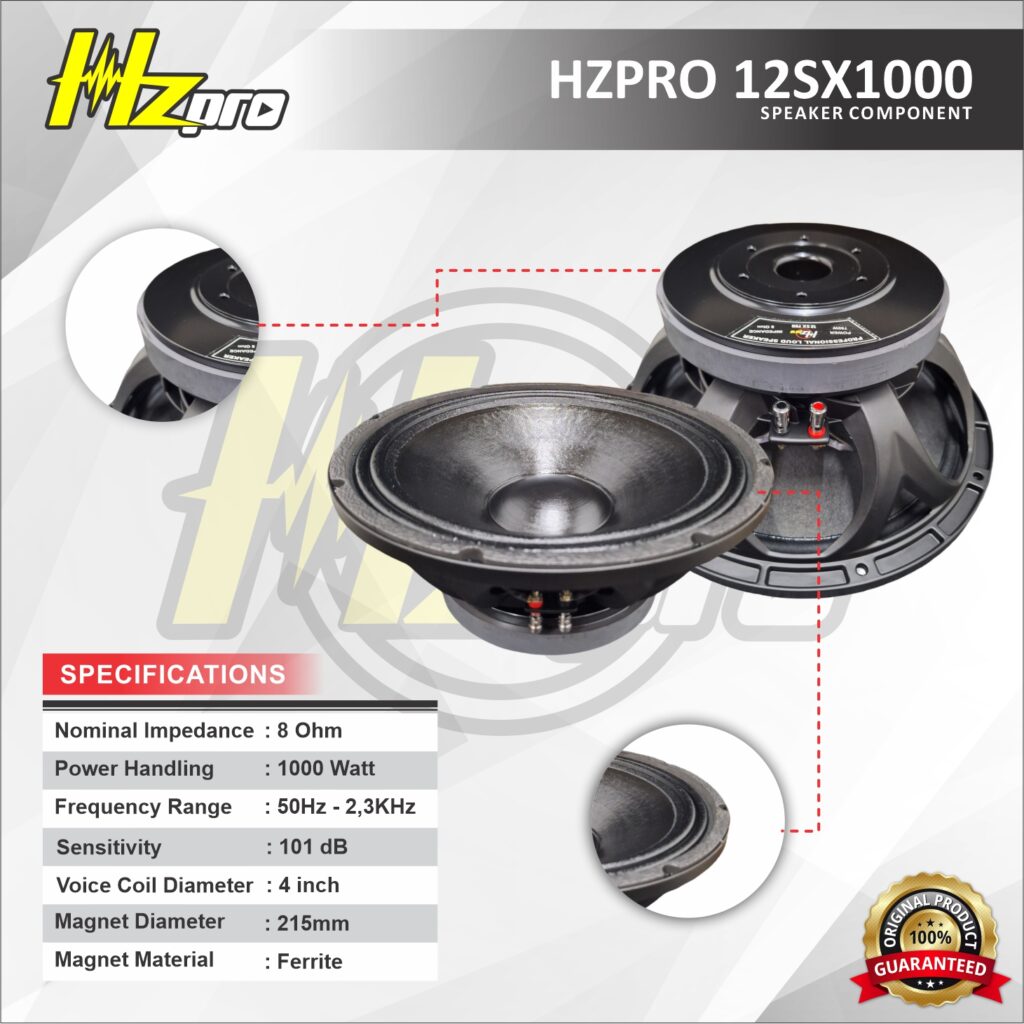 HZPRO 12SX1000 12Inc Speaker Transducer Component