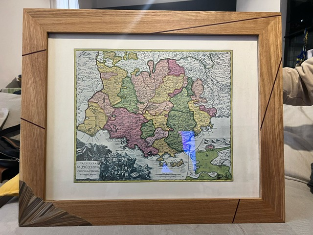 Cadre “Alliance” – chêne massif, amarante, acajou & marqueterie de paille bronze