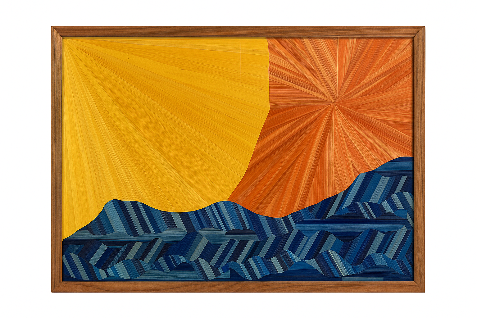 Tableau “Entre Deux Soleils” – marqueterie de paille & chêne sculpté