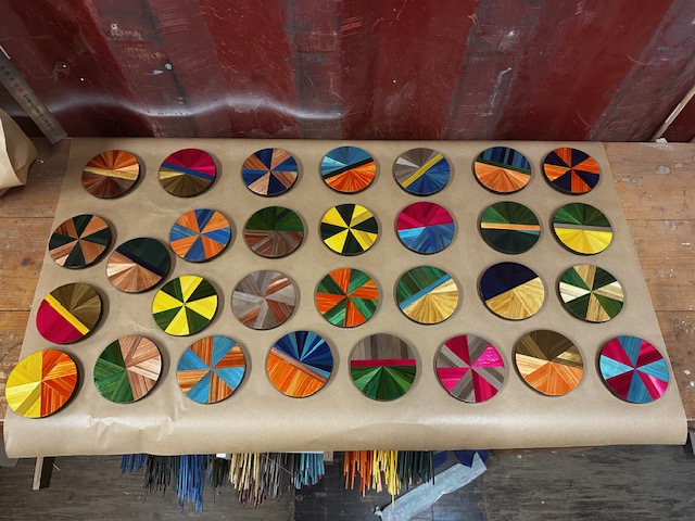 Dessous de verre ronds – marqueterie de paille artisanale
