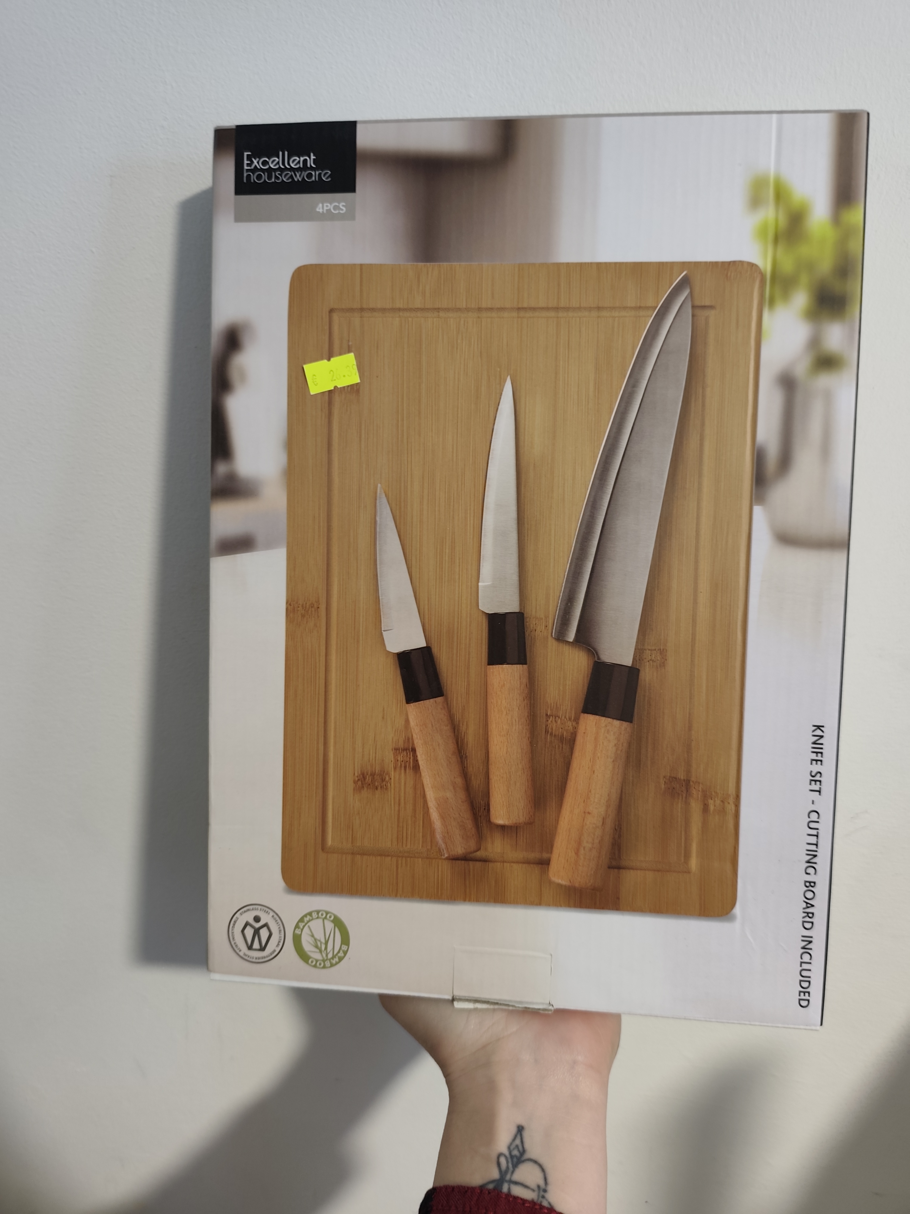 Peilių rinkinys, 21 cm, 24 cm, 33 cm, ir lentelė 35×25 cm