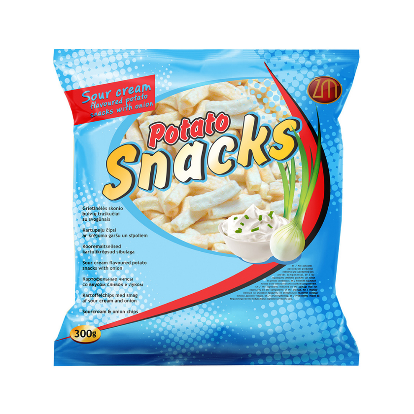 Bulvių užkandžiai grietinėlės ir svogūnų 300g