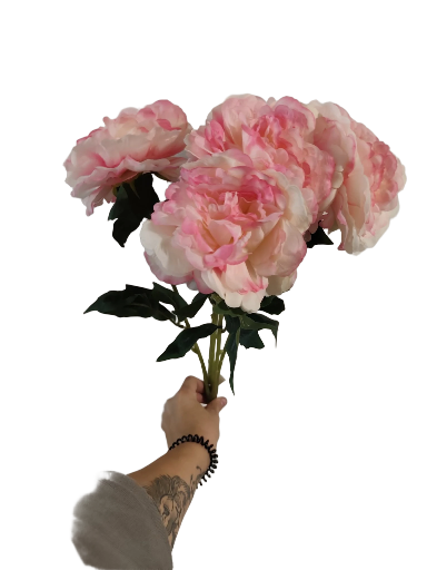 Dirbtinės rožinės bijūnų gėlės