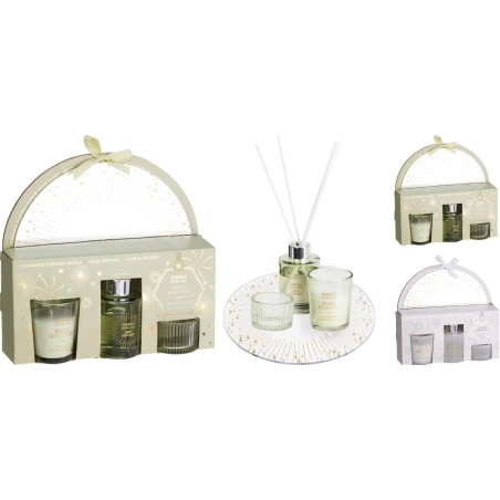 Aromatinis dovanų rinkinys (medvilnės ir druskos, kaktuso ir baziliko kvapai)