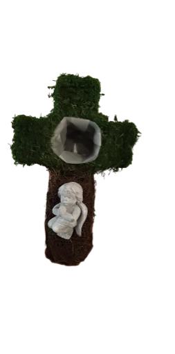 Dekoratyvinis kryžius su angelu