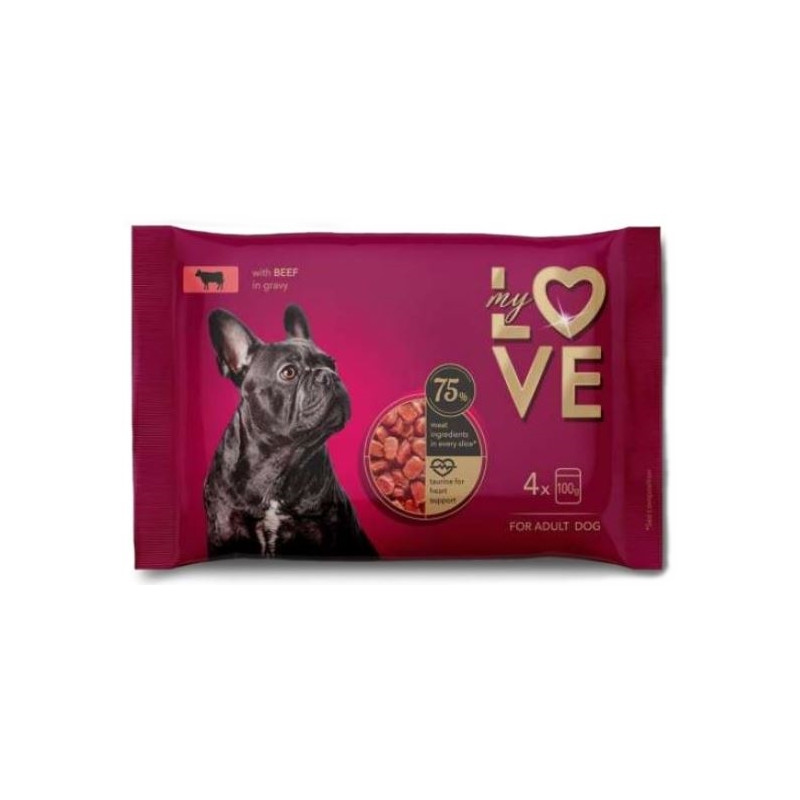 Konservuotas pašaras šunim My Love 4x100g su jautiena