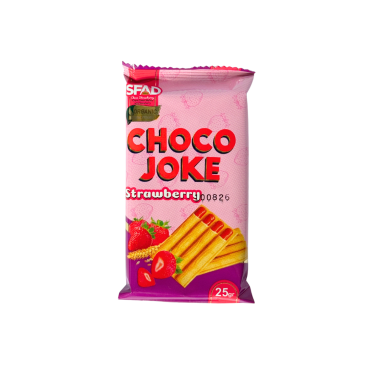 Choco Joke braškinių skonio vafliai
