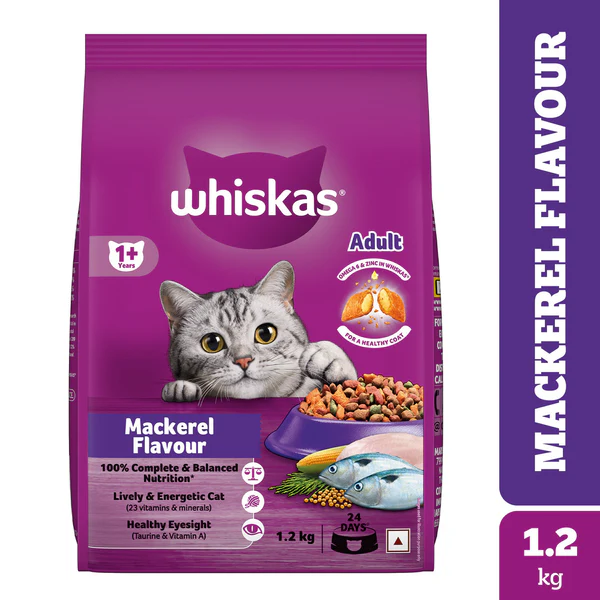 Whiskas Mackerel Flavour Adult Cat Food 1.2kg