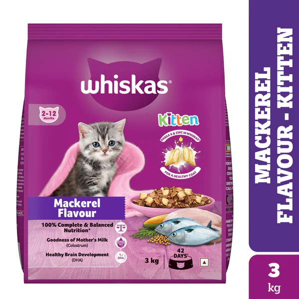Whiskas Kitten Mackerel Flavour Dry Cat Food (3 kg)