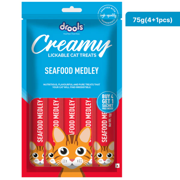 Drools Creamy Lickable Cat Treats - Seafood Medley , 5pcs