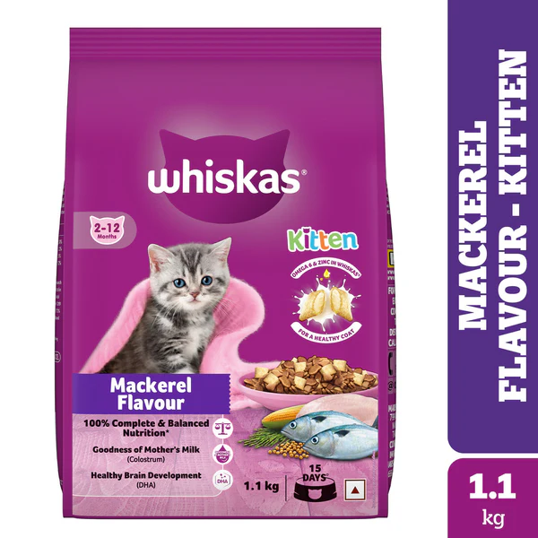 Whiskas Mackerel Flavour Kitten Food , 1.1Kg