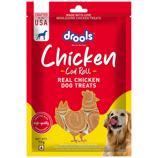 Drools Chicken Cod Roll Dog Treats , 70gm