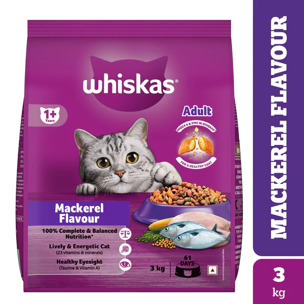 Whiskas Adult Mackerel Flavour Cat Food 3kg