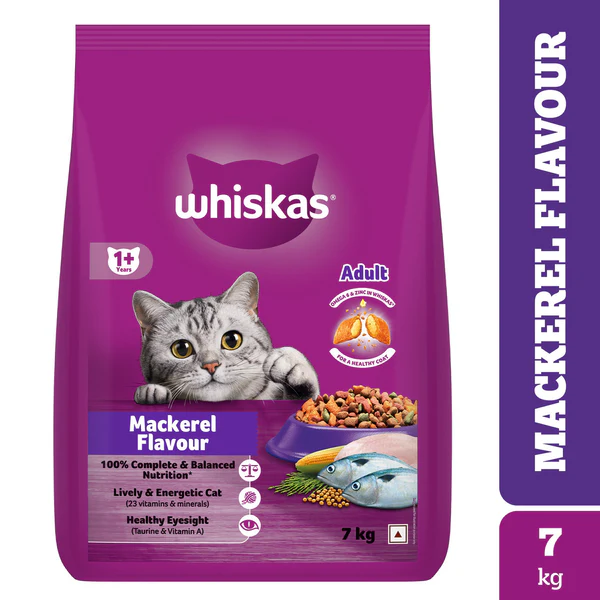Whiskas Mackerel Flavour Adult Cat Food 7kg