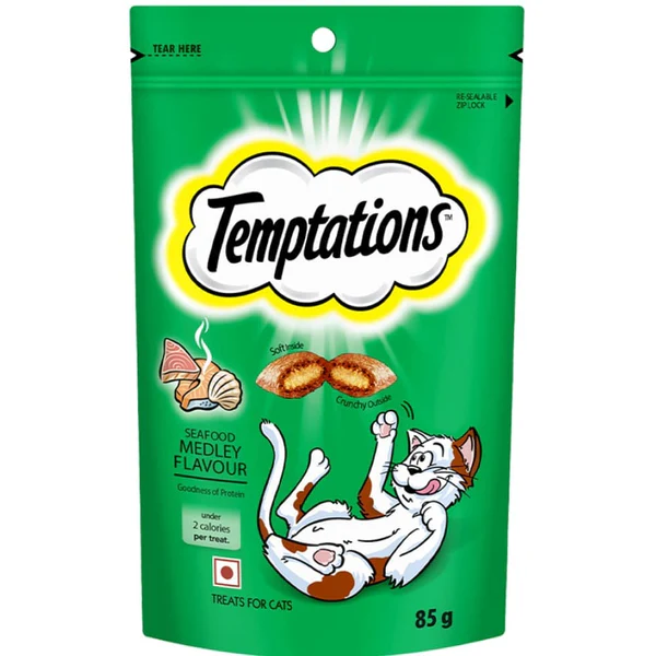 Temptations Seafood Medley Flavour Cat Treats , 85g