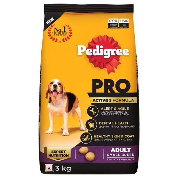 Pedigree Pro Active 3 Formula Adult Small Breed Dog Food (3 kg)
