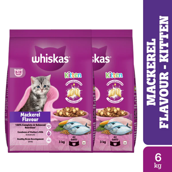 Whiskas Kitten Mackerel Flavour Dry Cat Food 6kg