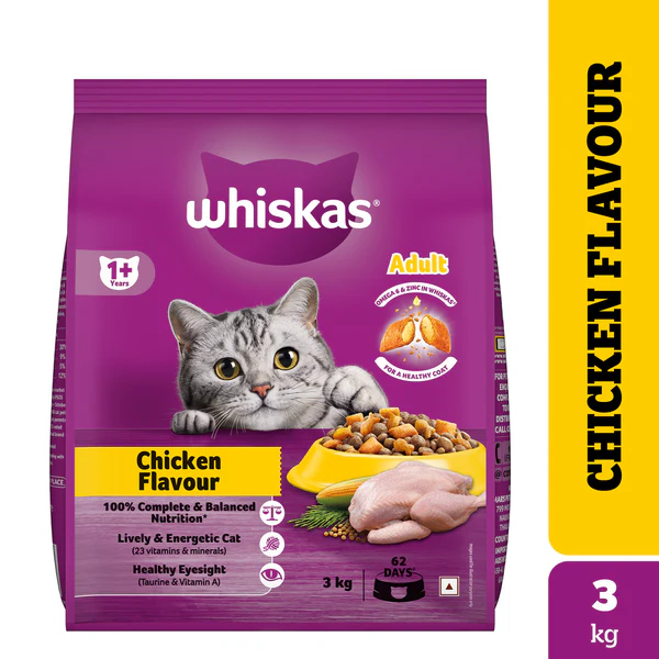 Whiskas Adult Cat Food Chicken Flavour 3kg