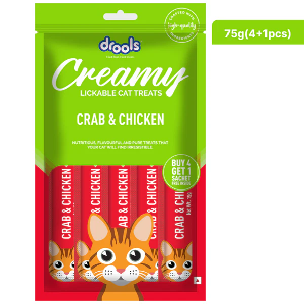Drools Creamy Lickable Cat Treats Crab & Chicken , 5pcs