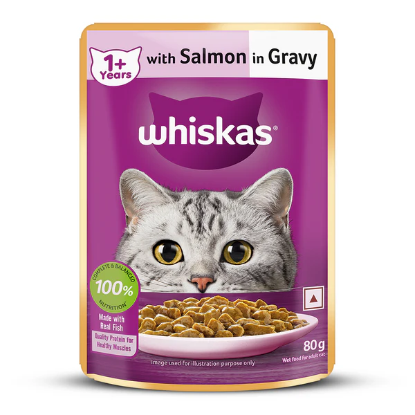 Whiskas Cat Food with Salmon in Gravy ,  80g