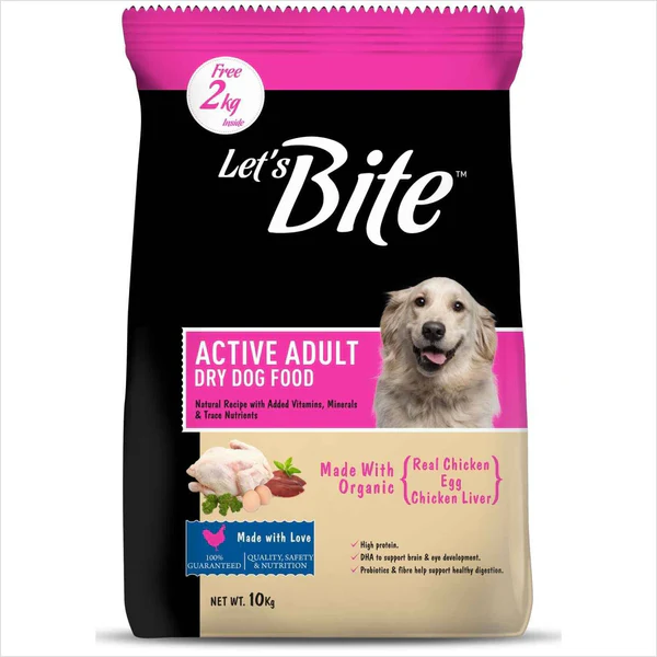 Let's Bite Active Adult Dry Dog Food , 10 kg