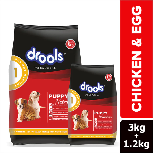 Drools Puppy Nutrition Dry Dog Food . 3+1.2 kg