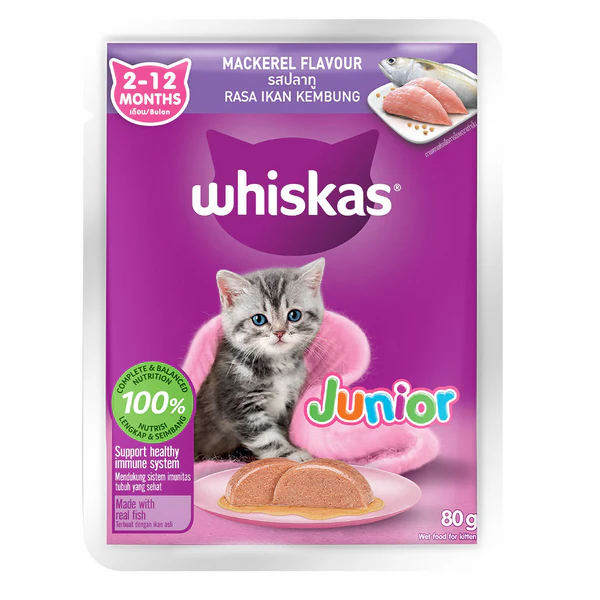 Whiskas Junior Mackerel Flavour Wet Cat Food 80g