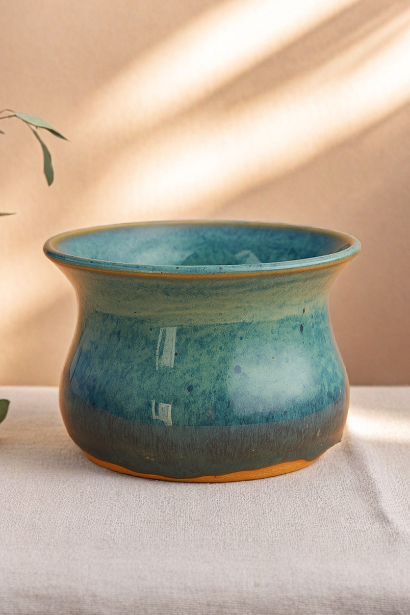 Handmade Blue Ceramic Pot