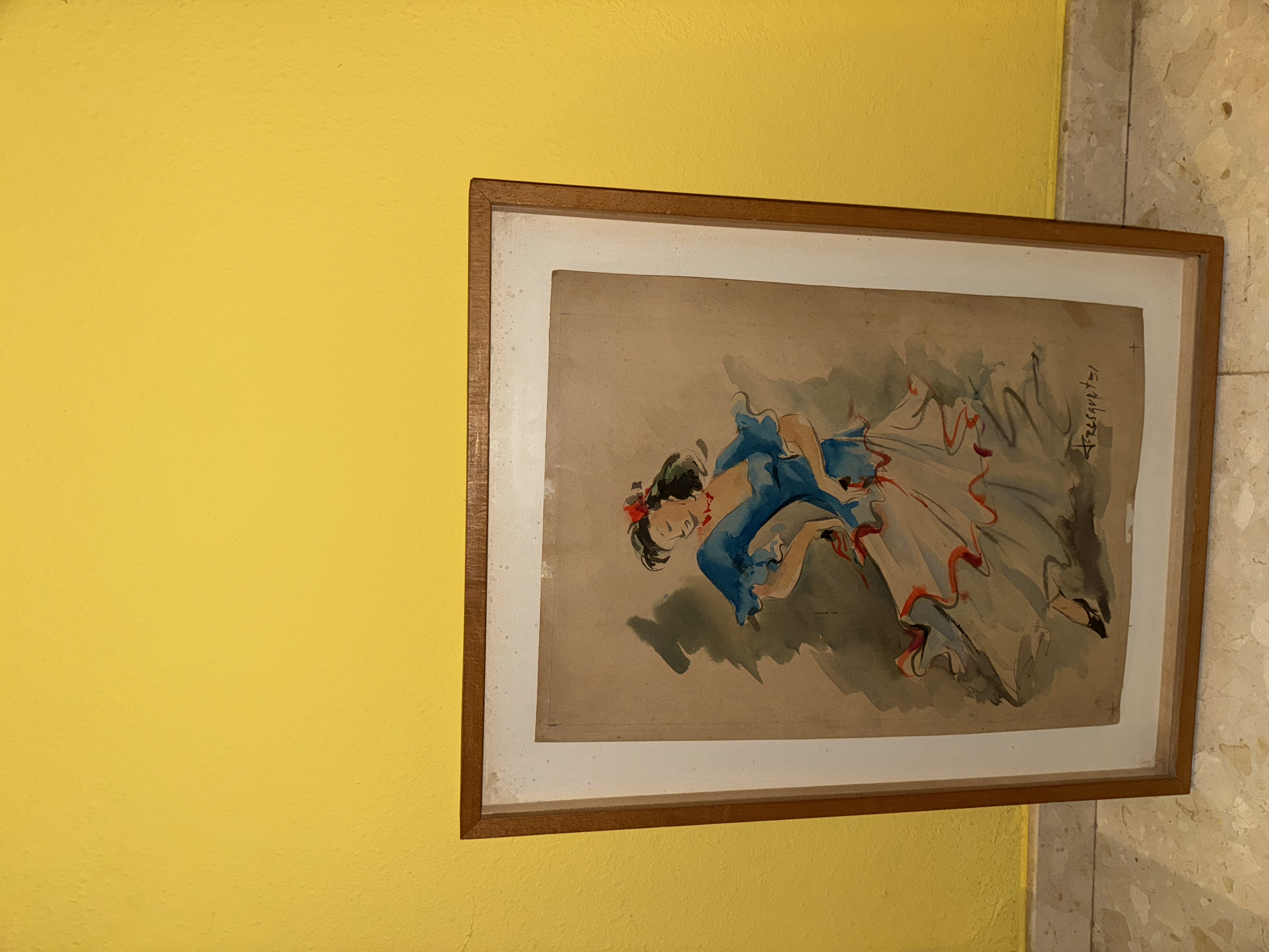 Cuadro antiguo acuarela