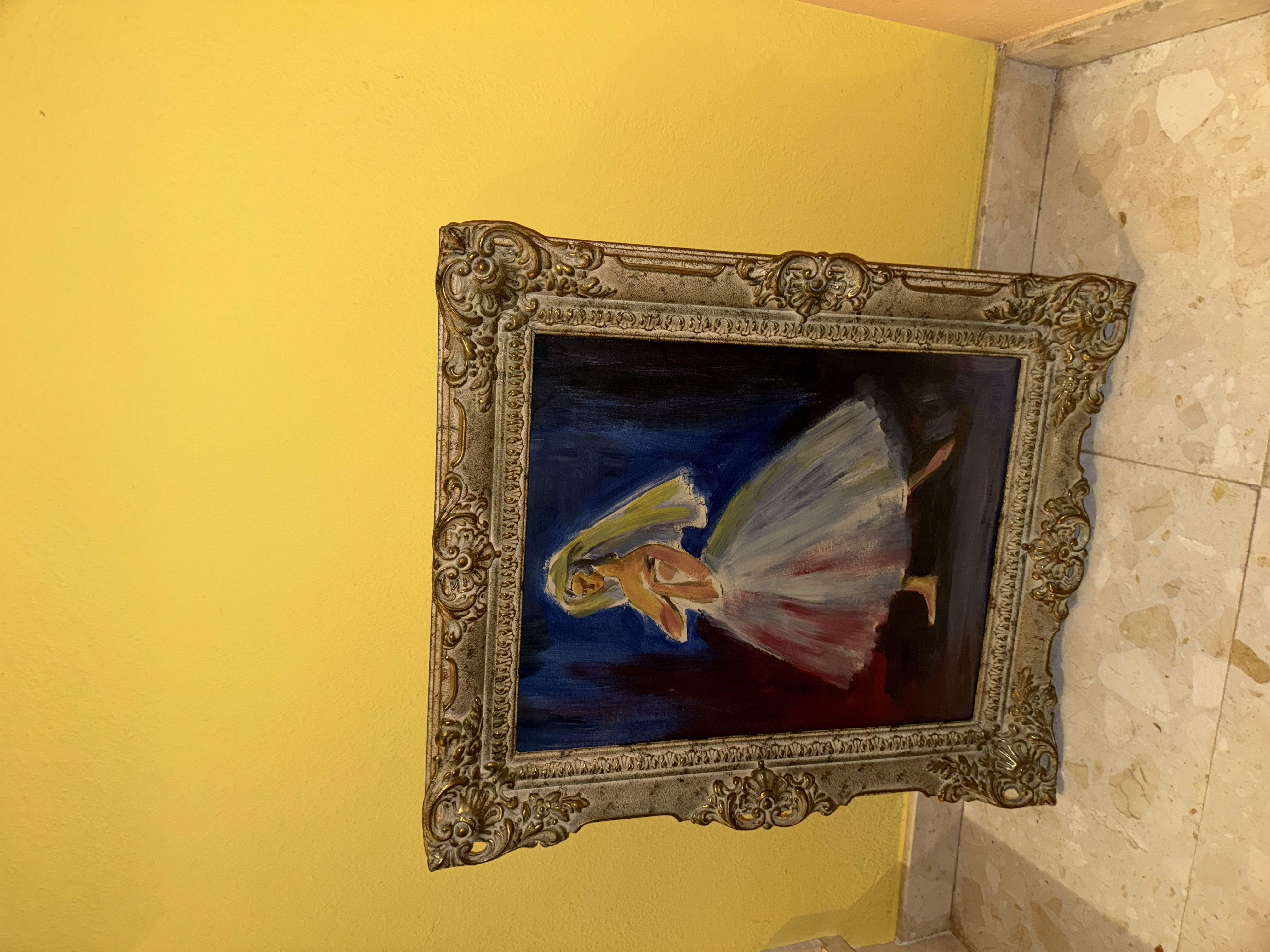 Cuadro antiguo pintado con guash