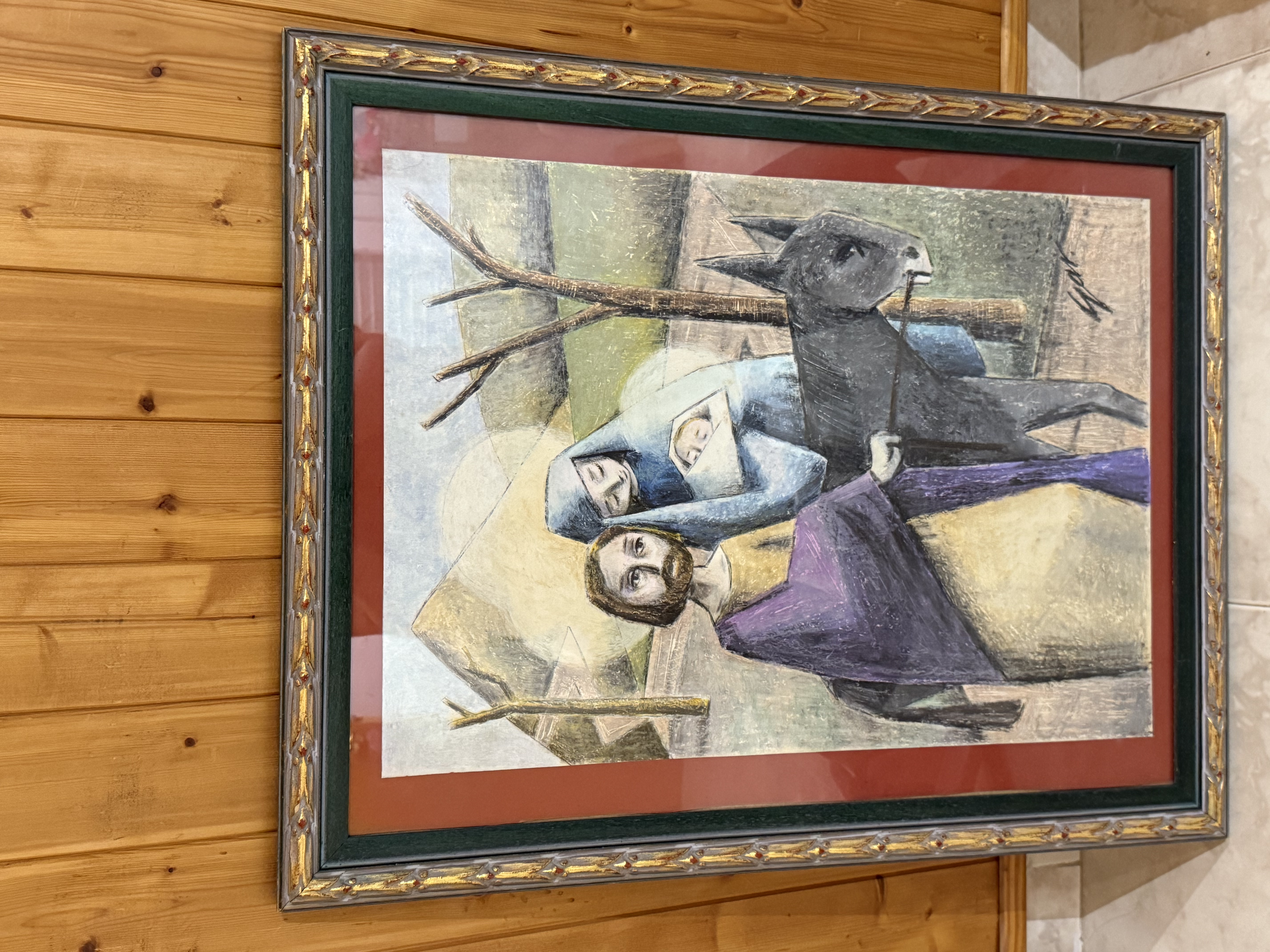 Dibujo con pasteles Sagrada Familia