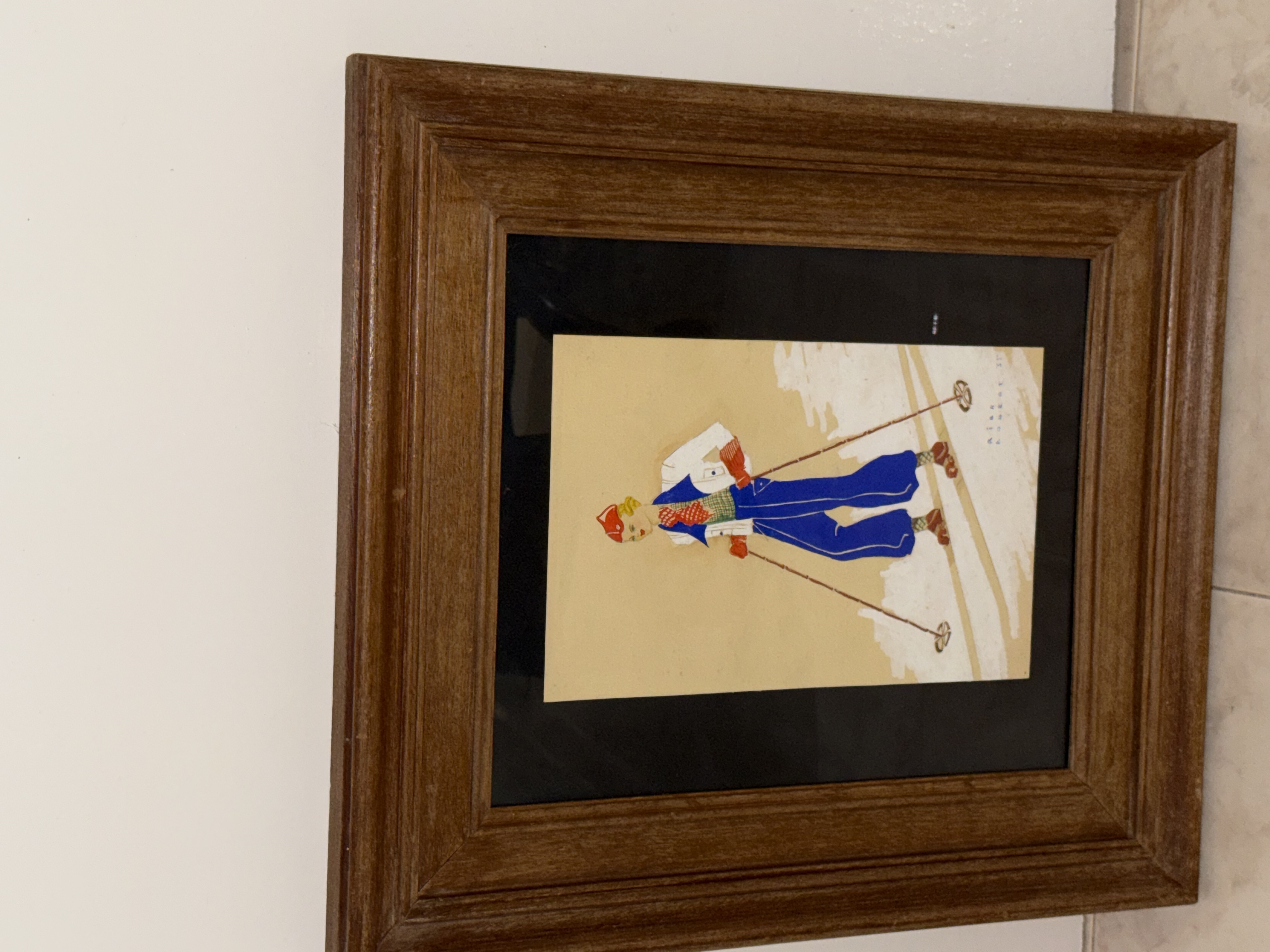 Cuadro antiguo esquiador