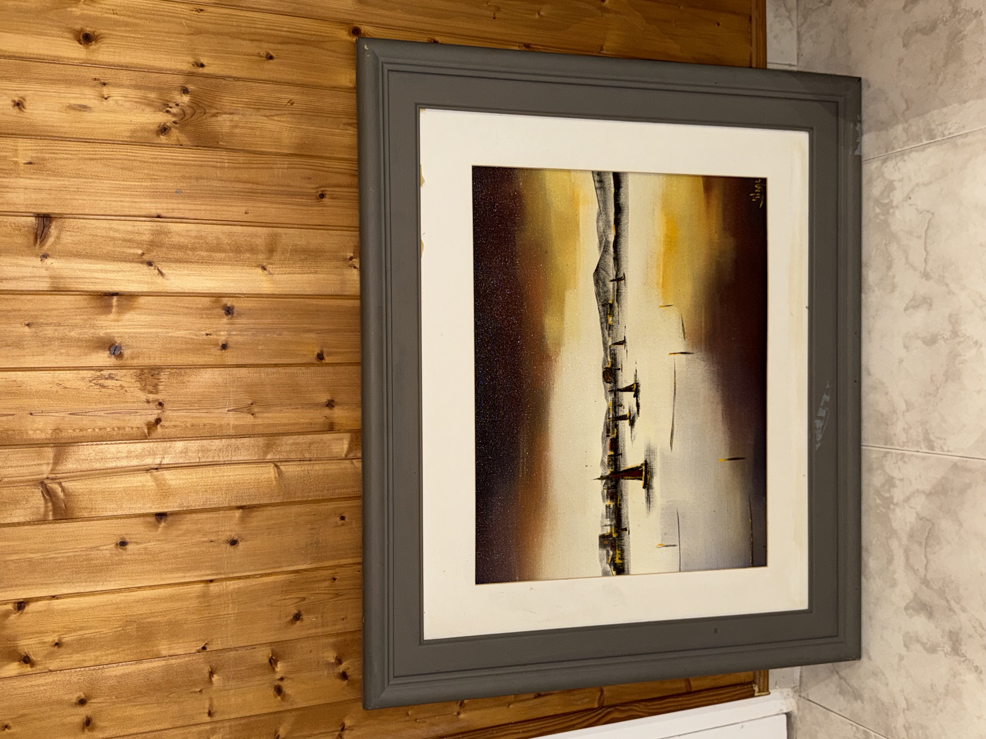 Cuadro al oleo de paisaje marino