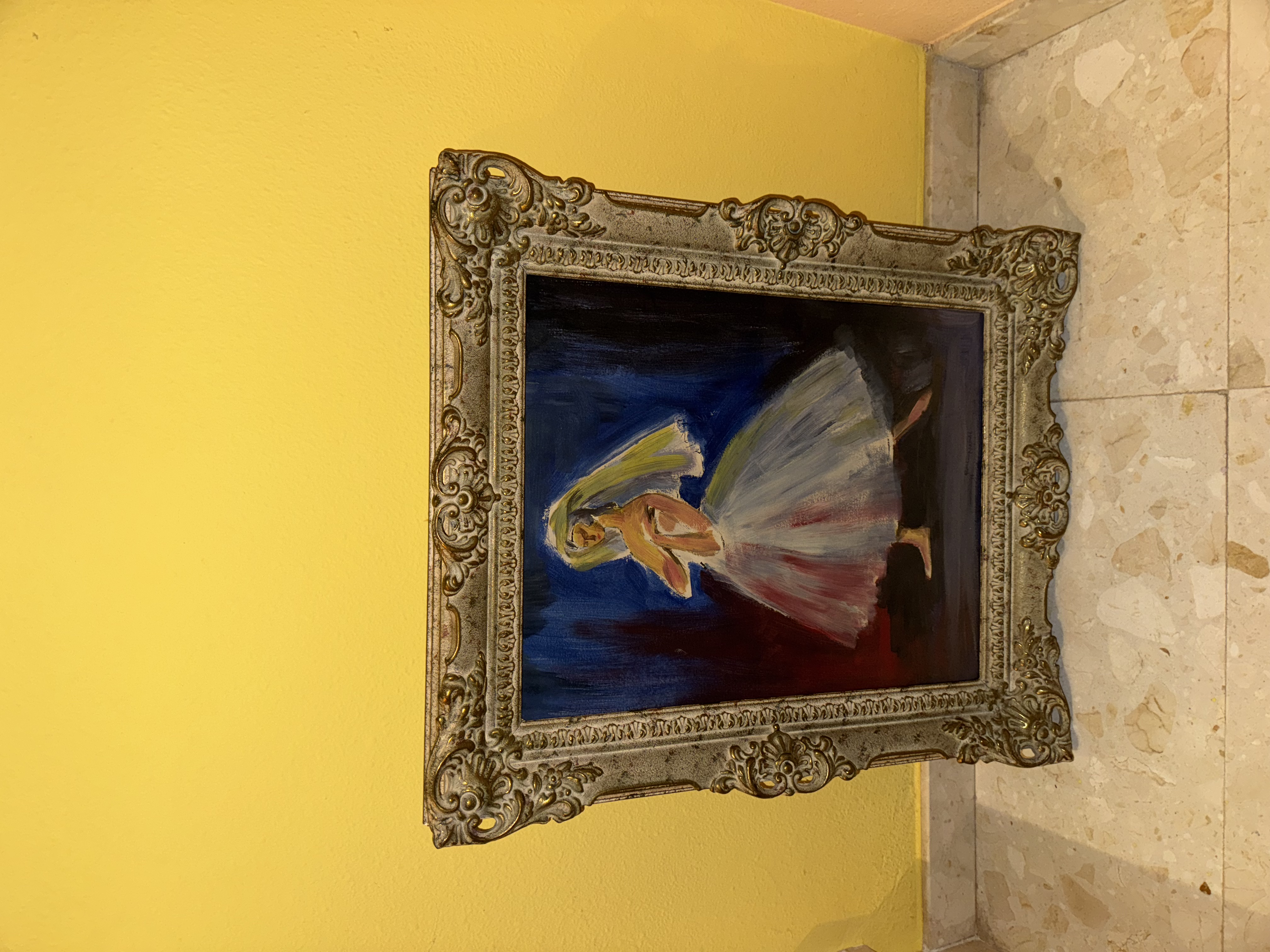 Cuadro antiguo pintado con guash