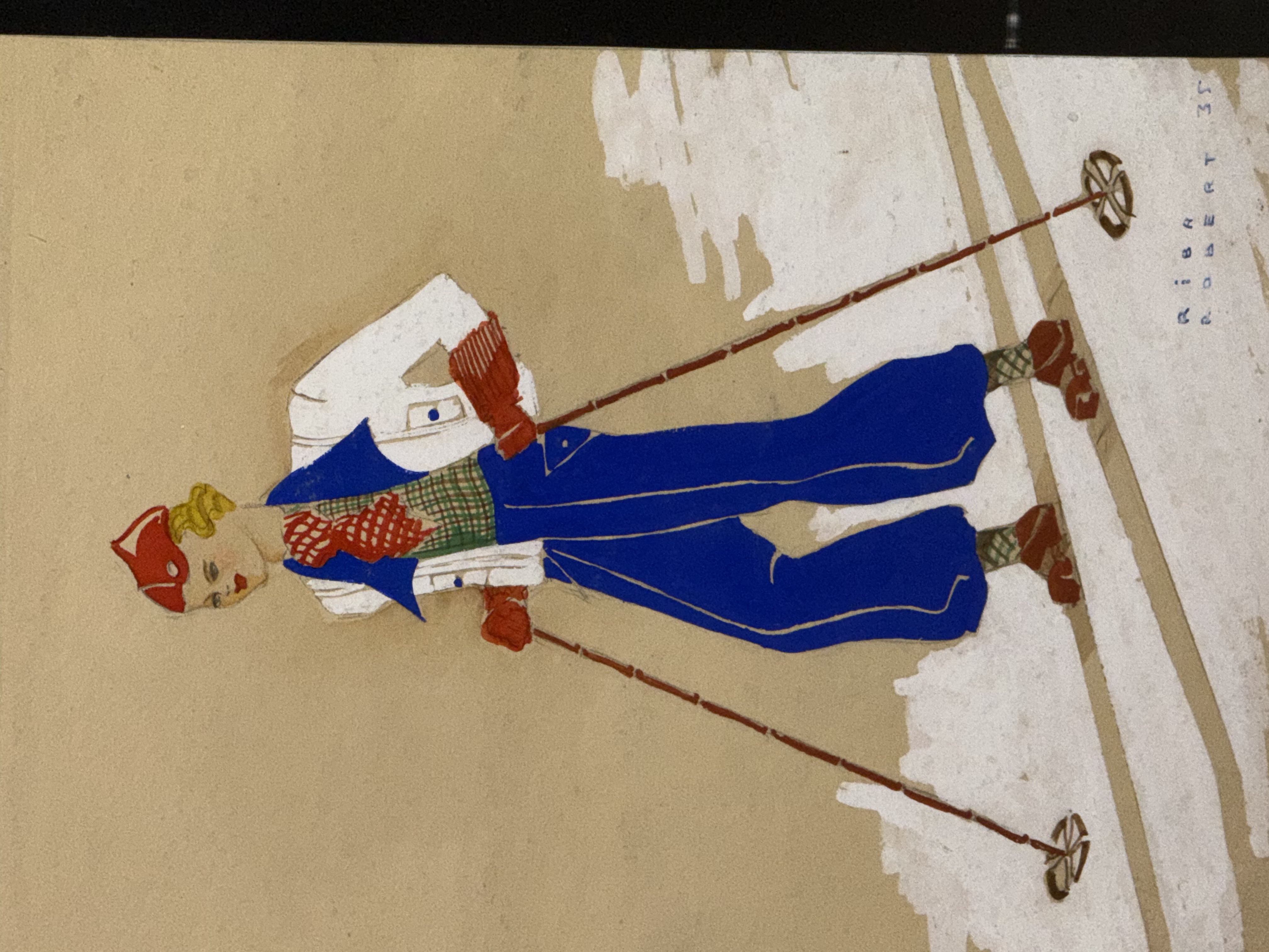 Cuadro antiguo esquiador