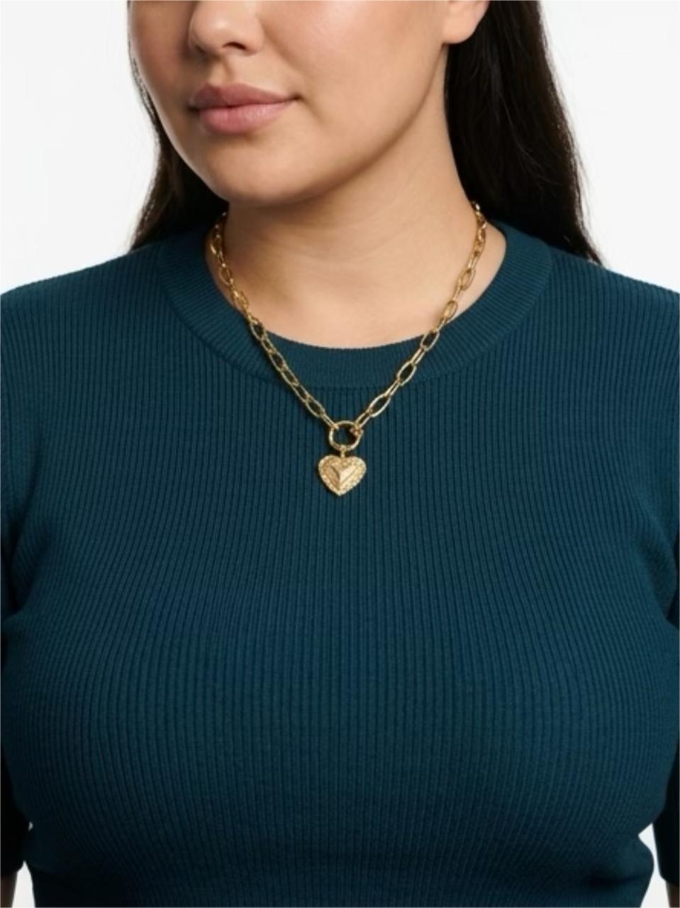 Gold Heart Locket Chain Necklace