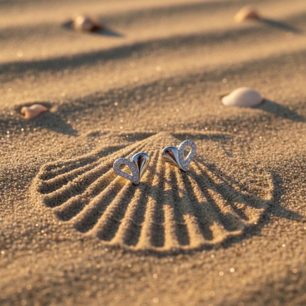 Silver Heart Stud Earrings