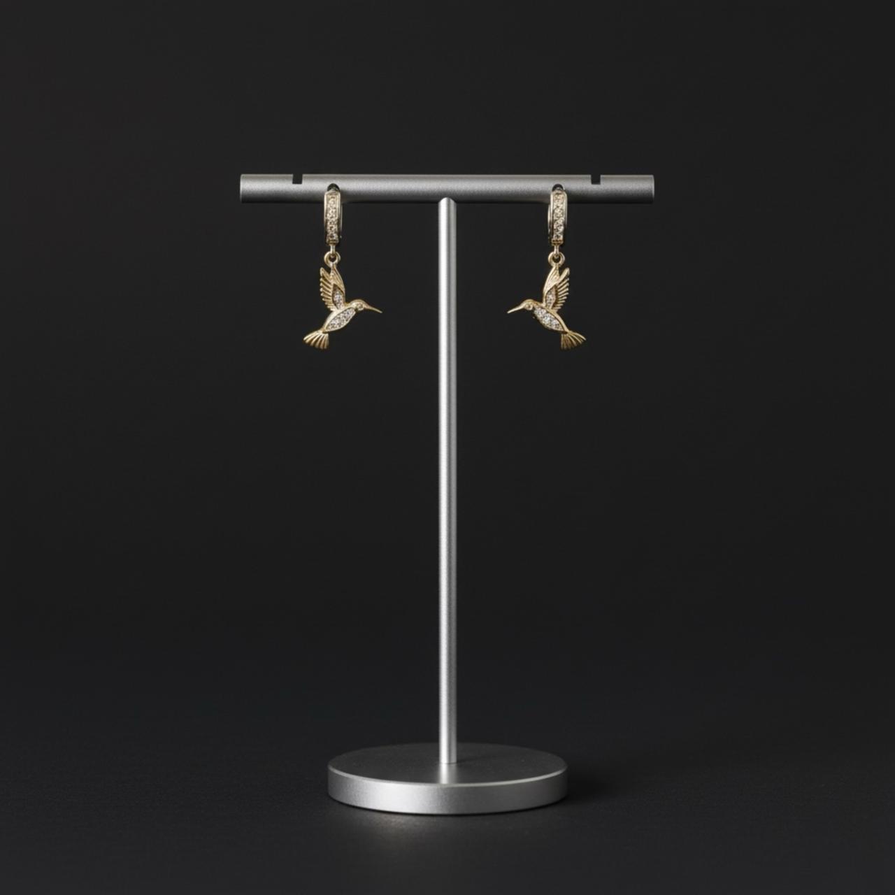 Silver Hummingbird Drop Earrings