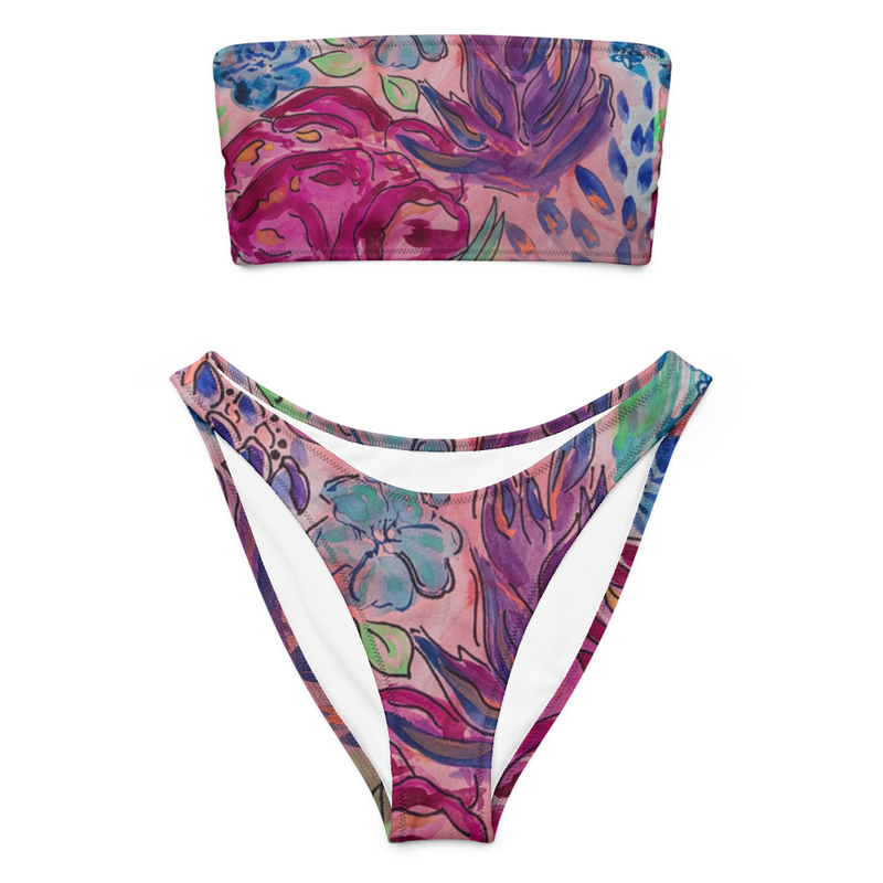 Floral Print Bandeau Bikini Set