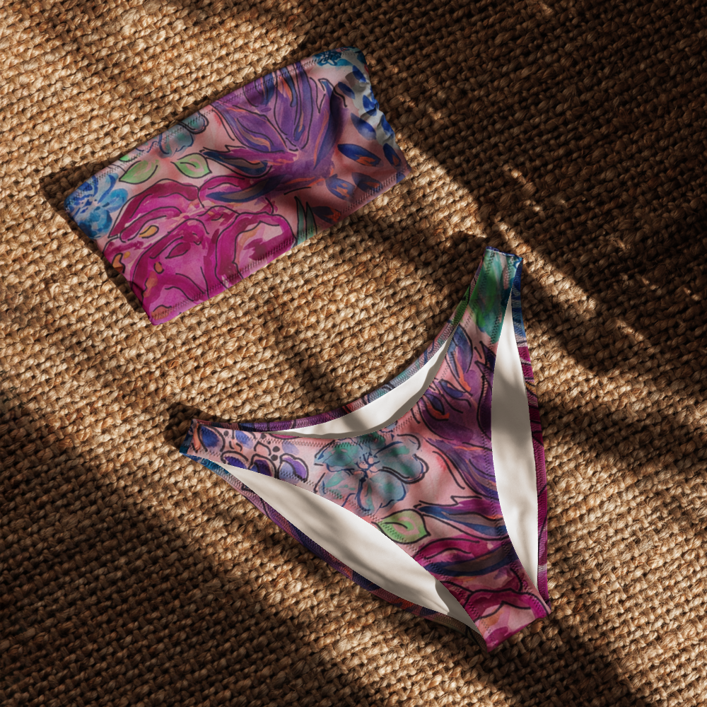 Floral Print Bandeau Bikini Set
