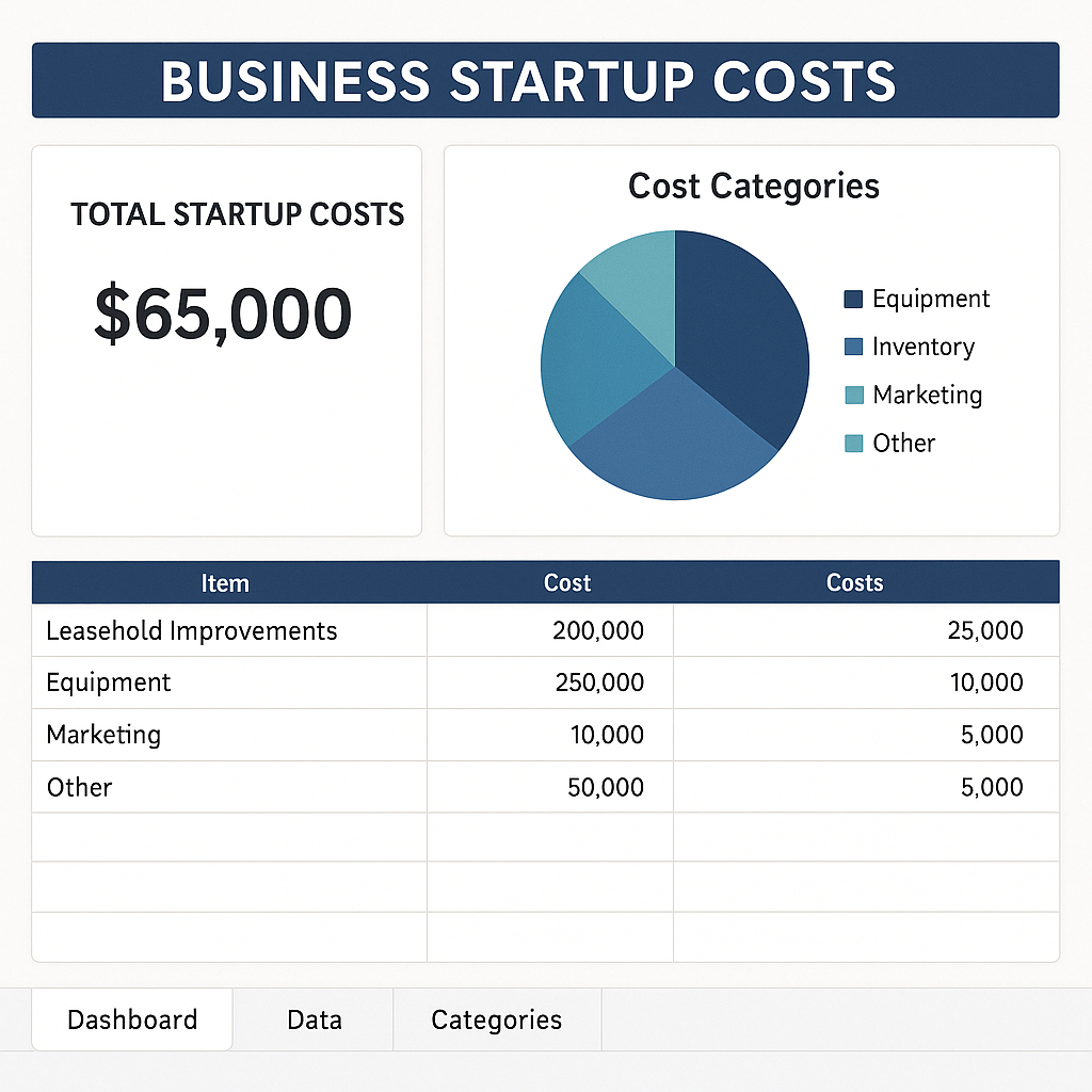 Business Startup Costs Dashboard