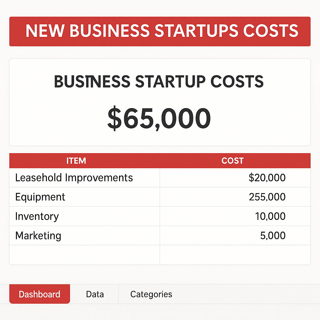 Business Startup Costs Dashboard