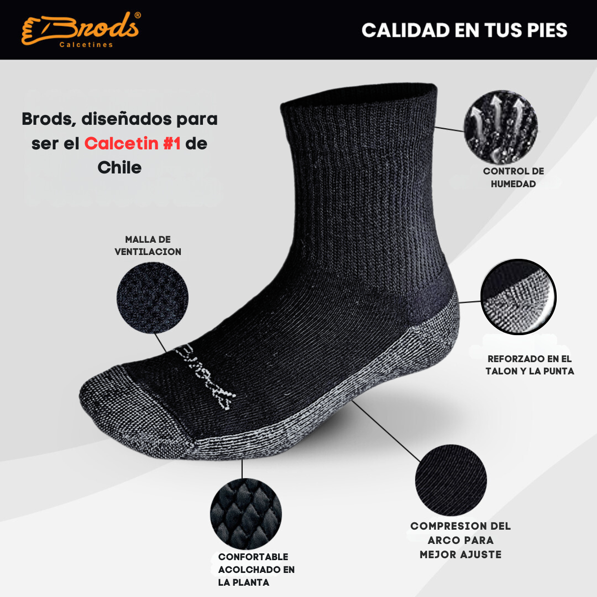 Calcetines Brods #1 Media Caña 80% Algodón