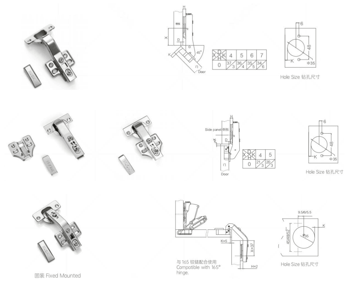 Special Series 45°/ 90°/ 135° Buffering Hinge