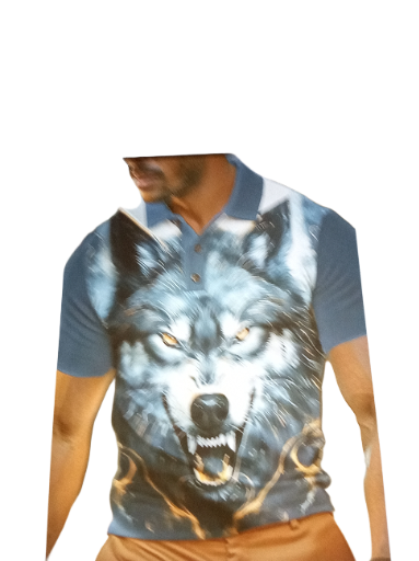 Men's Wolf Print Polo Shirt