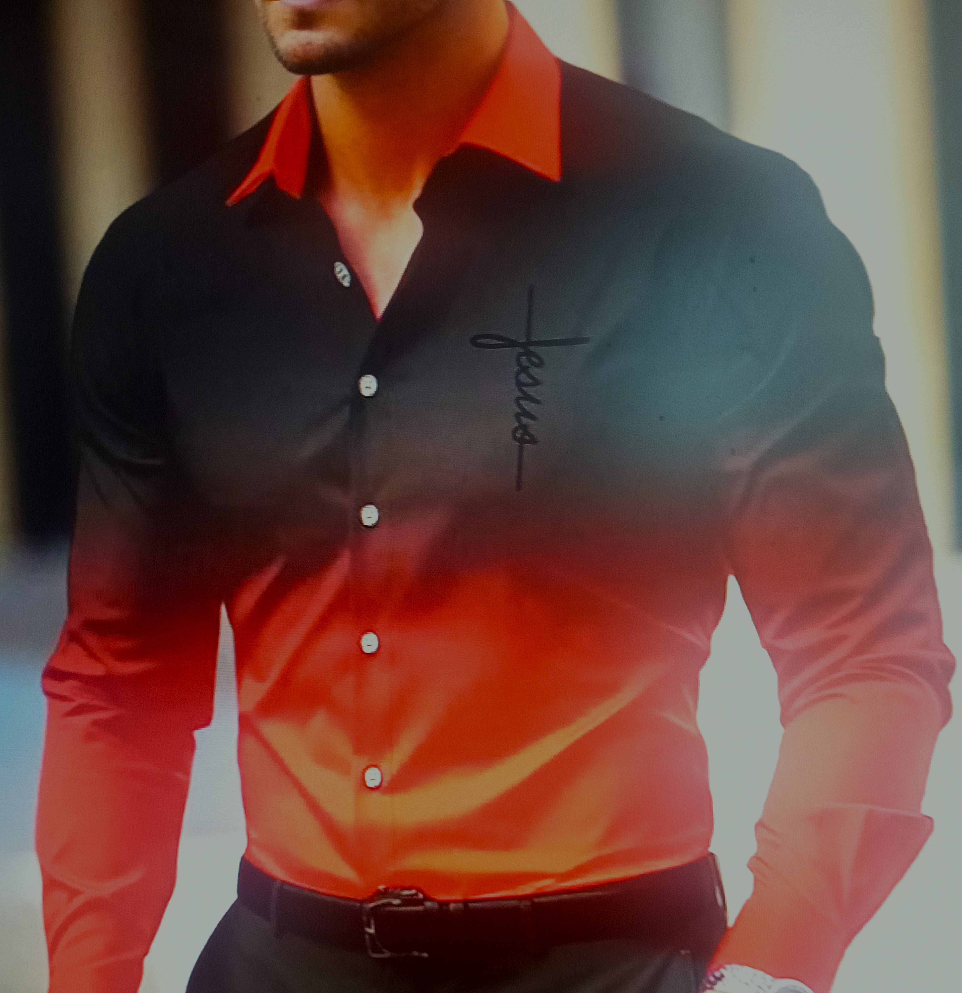 Men's Gradient Long Sleeve Shirt